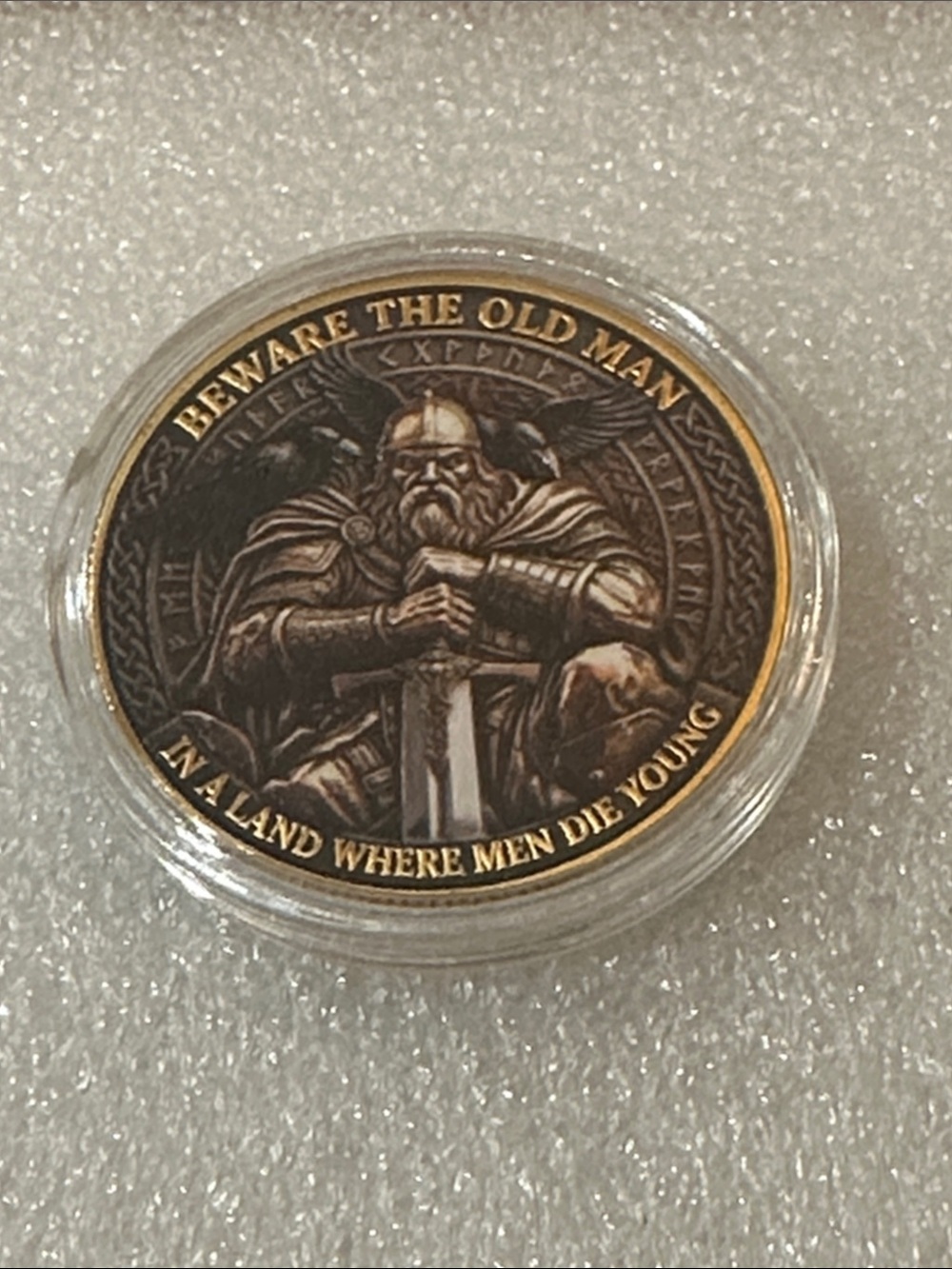 Viking Warrior Challenge Coin - Bronze and Gold Tone